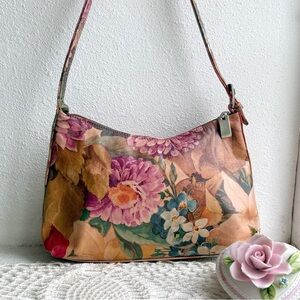 Vintage Floral Leather Shoulder Bag Argentina Cuero Vaca Y2K Purse